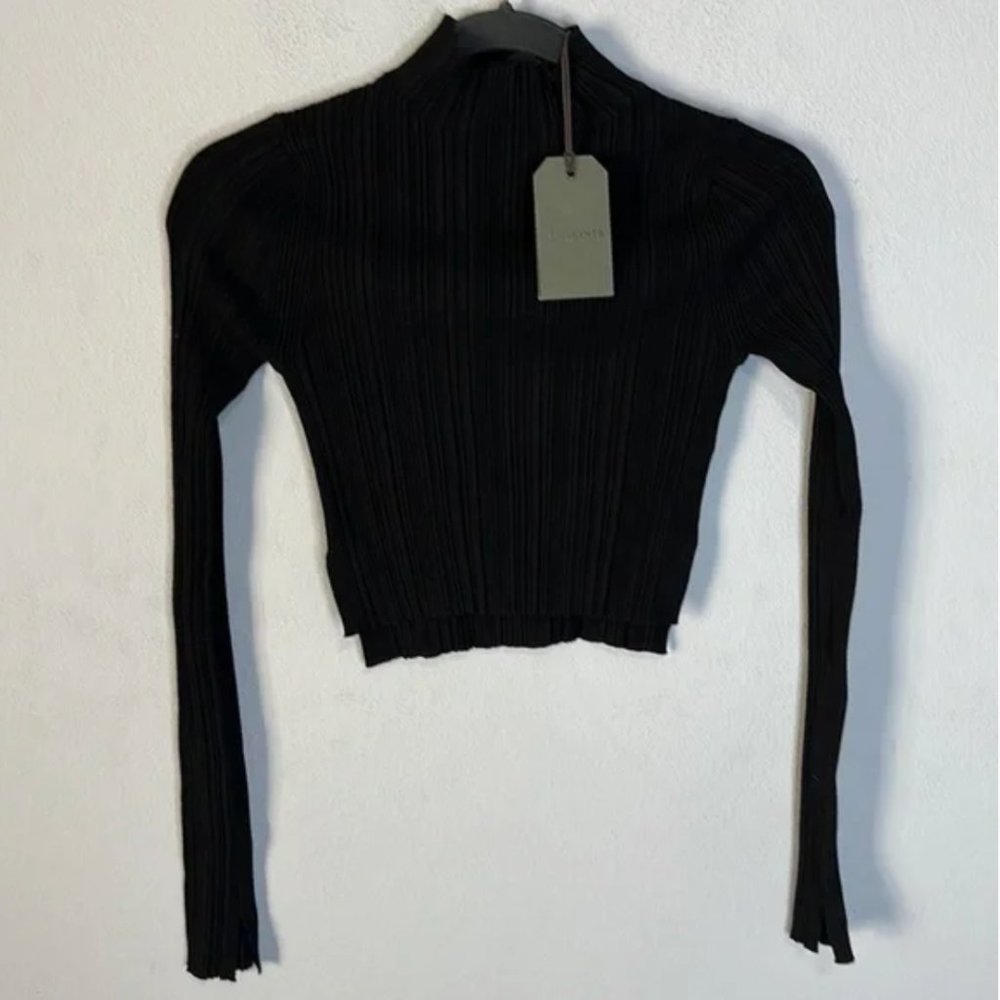 SOLD NWT All Saints Mock Neck Karla Leo Cropped Sweater | Black | XS - Picture 3 of 8